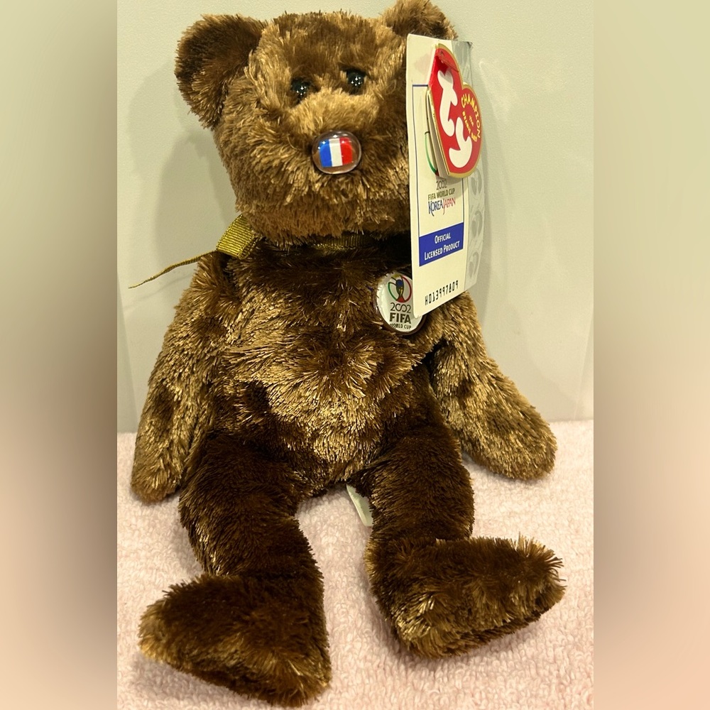 Ty Beanie Baby Champion France FIFA World Cup 2002 Bear Plush NWT